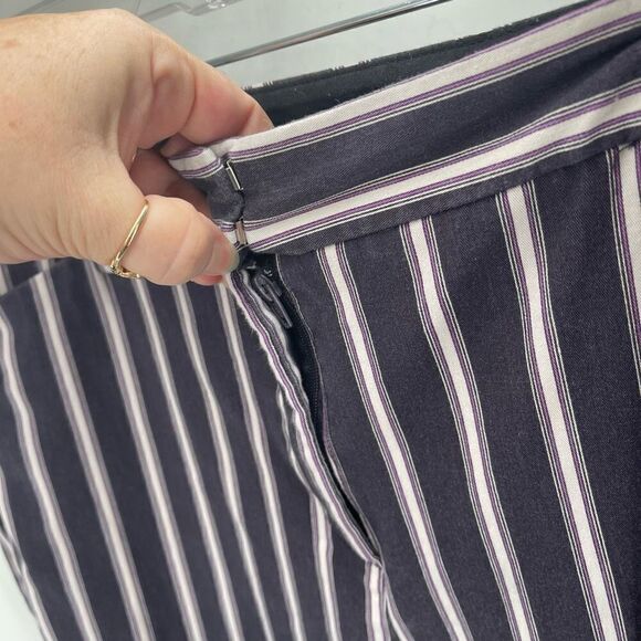 Worthington Womens Ankle Pants Striped Slim Ankle Pocket Black Purple Size 14 - Picture 7 of 9